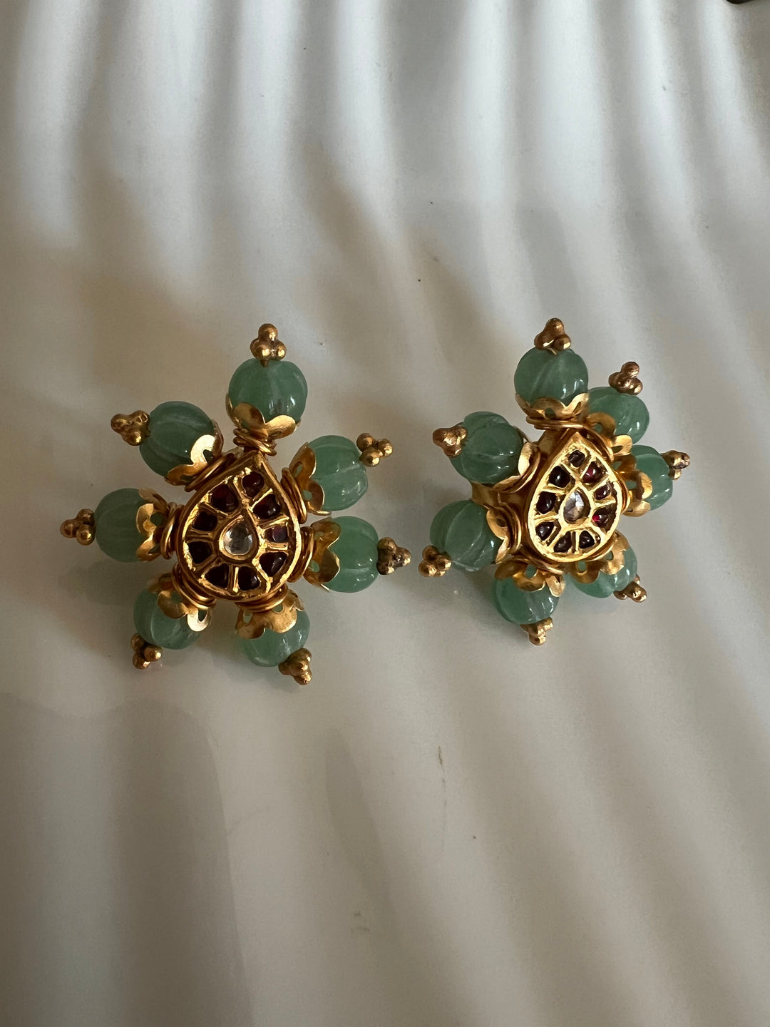 Elegant Jadau Kundan 925 Silver Earrings