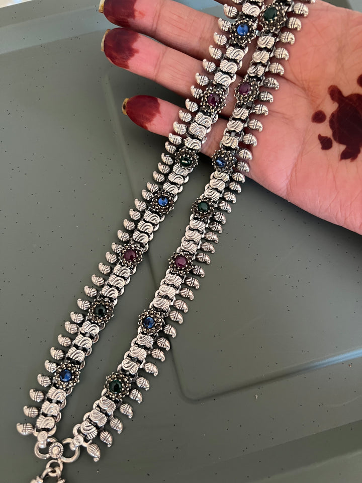 Pure 925 Silver Marcasite Anklets- Set of 2