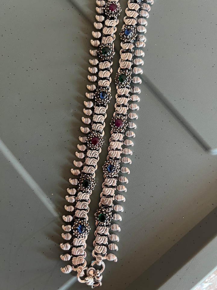 Pure 925 Silver Marcasite Anklets- Set of 2