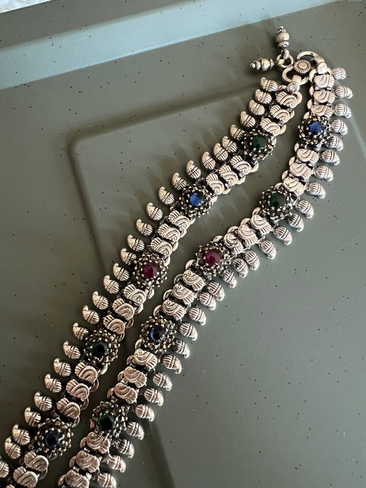 Pure 925 Silver Marcasite Anklets- Set of 2