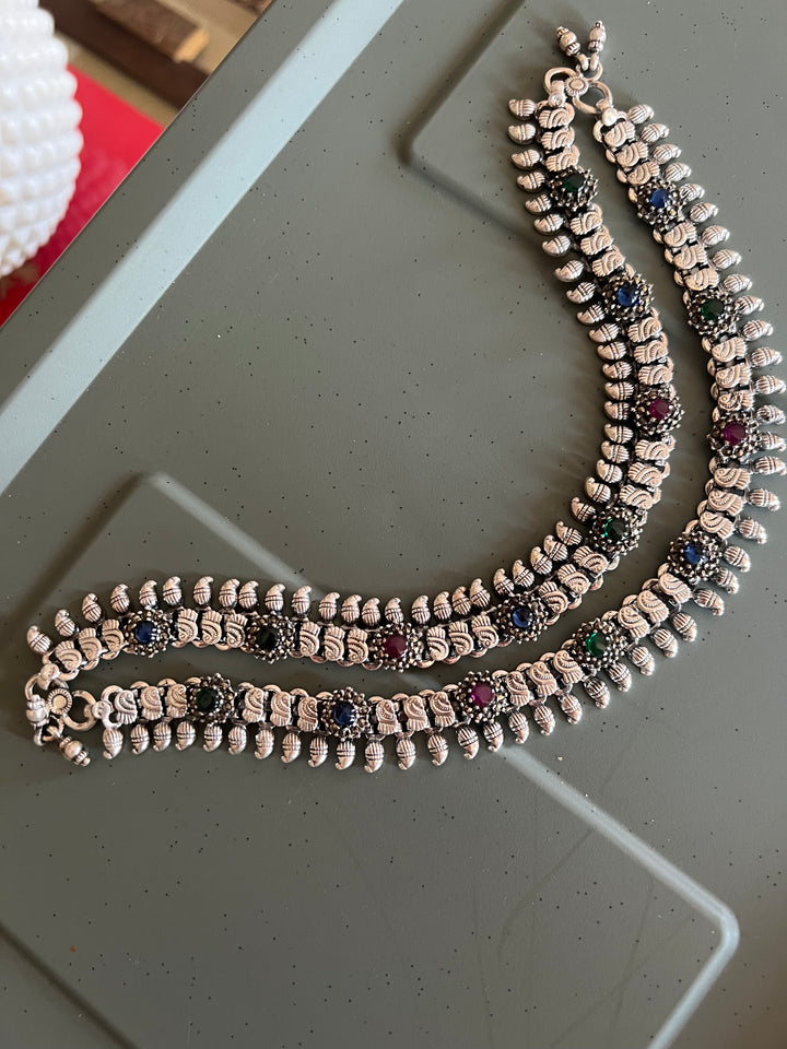 Pure 925 Silver Marcasite Anklets- Set of 2