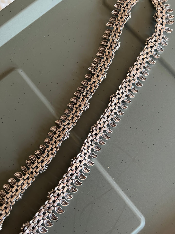 Pure 925 Silver Marcasite Anklets- Set of 2