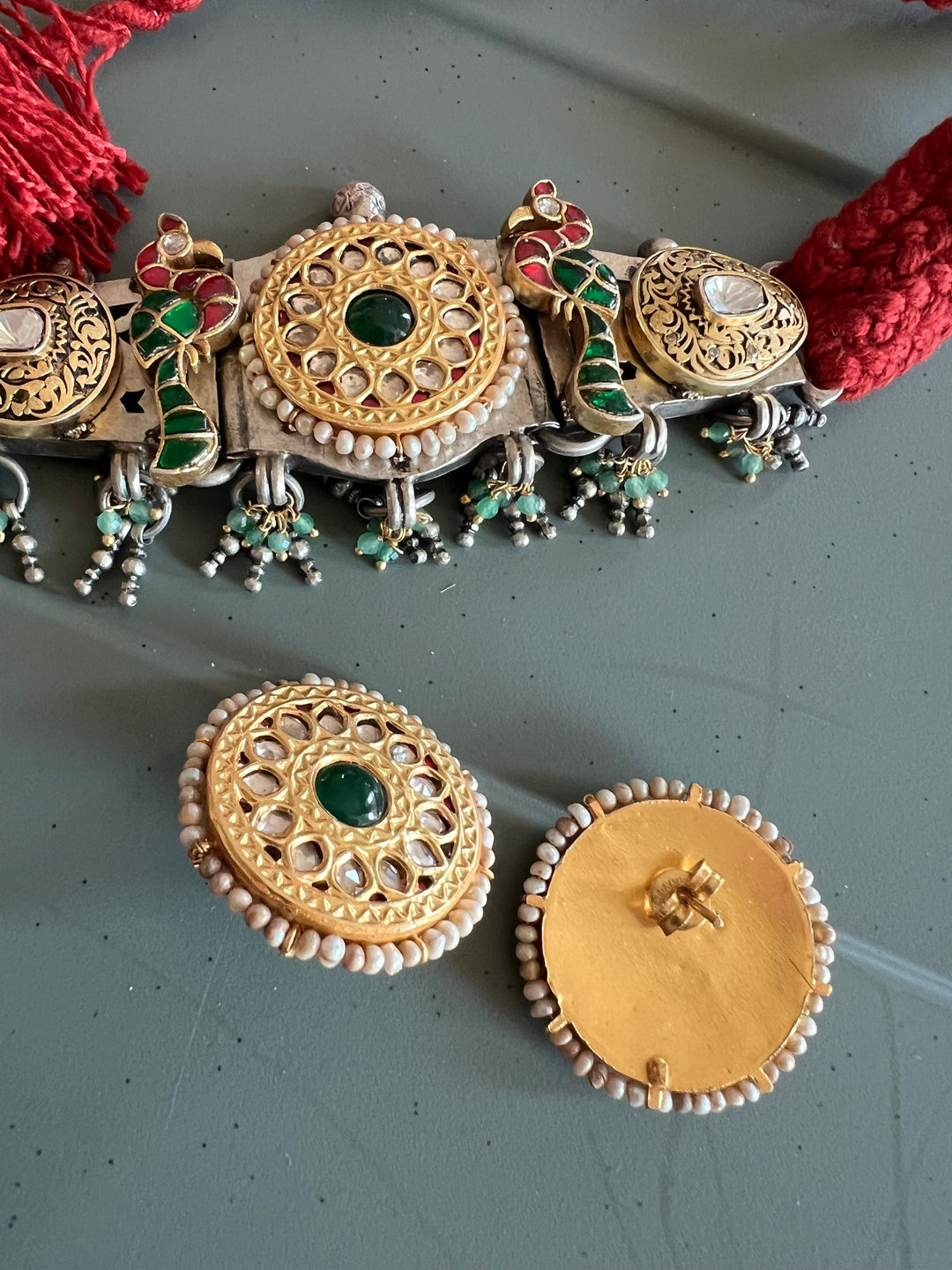 Kundan 925 Silver Choker Necklace Set