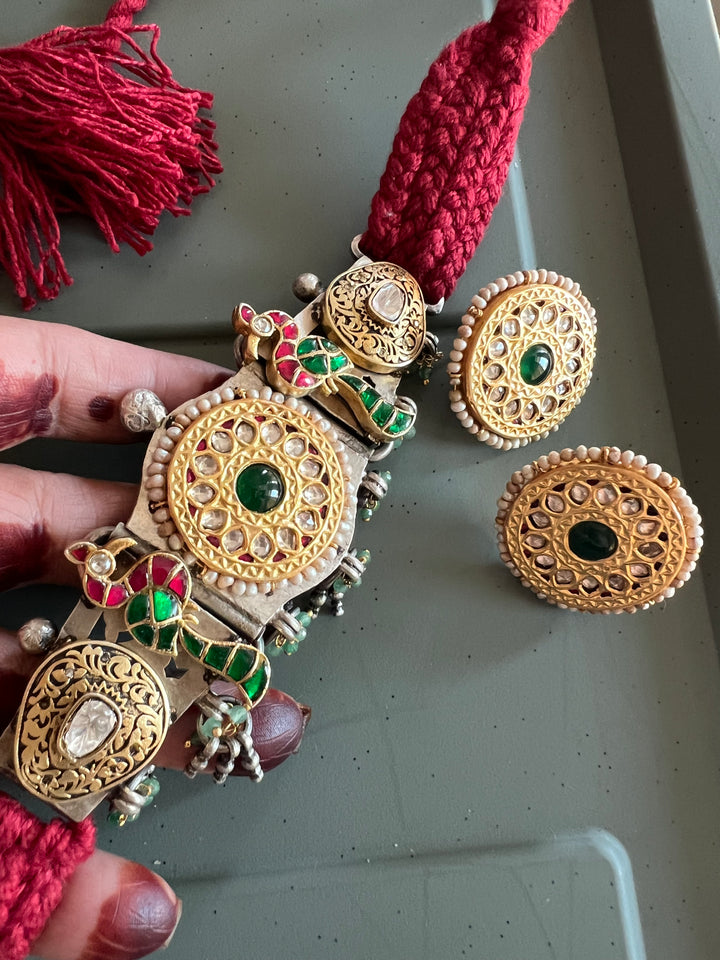 Kundan 925 Silver Choker Necklace Set