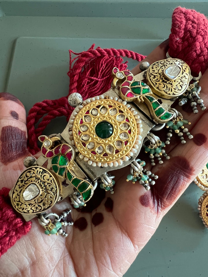 Kundan 925 Silver Choker Necklace Set