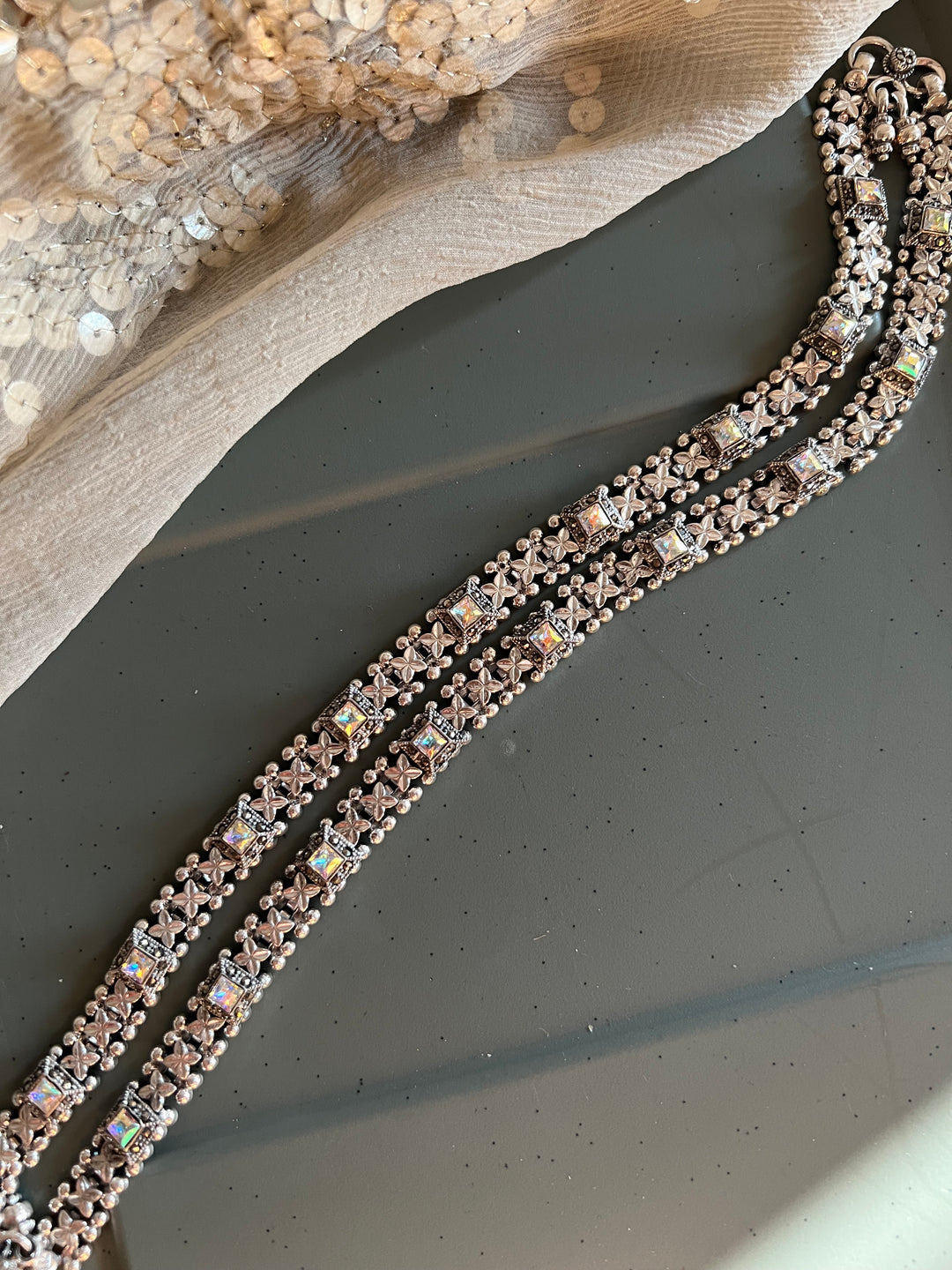 Pure 925 Silver Marcasite Anklets- Set of 2