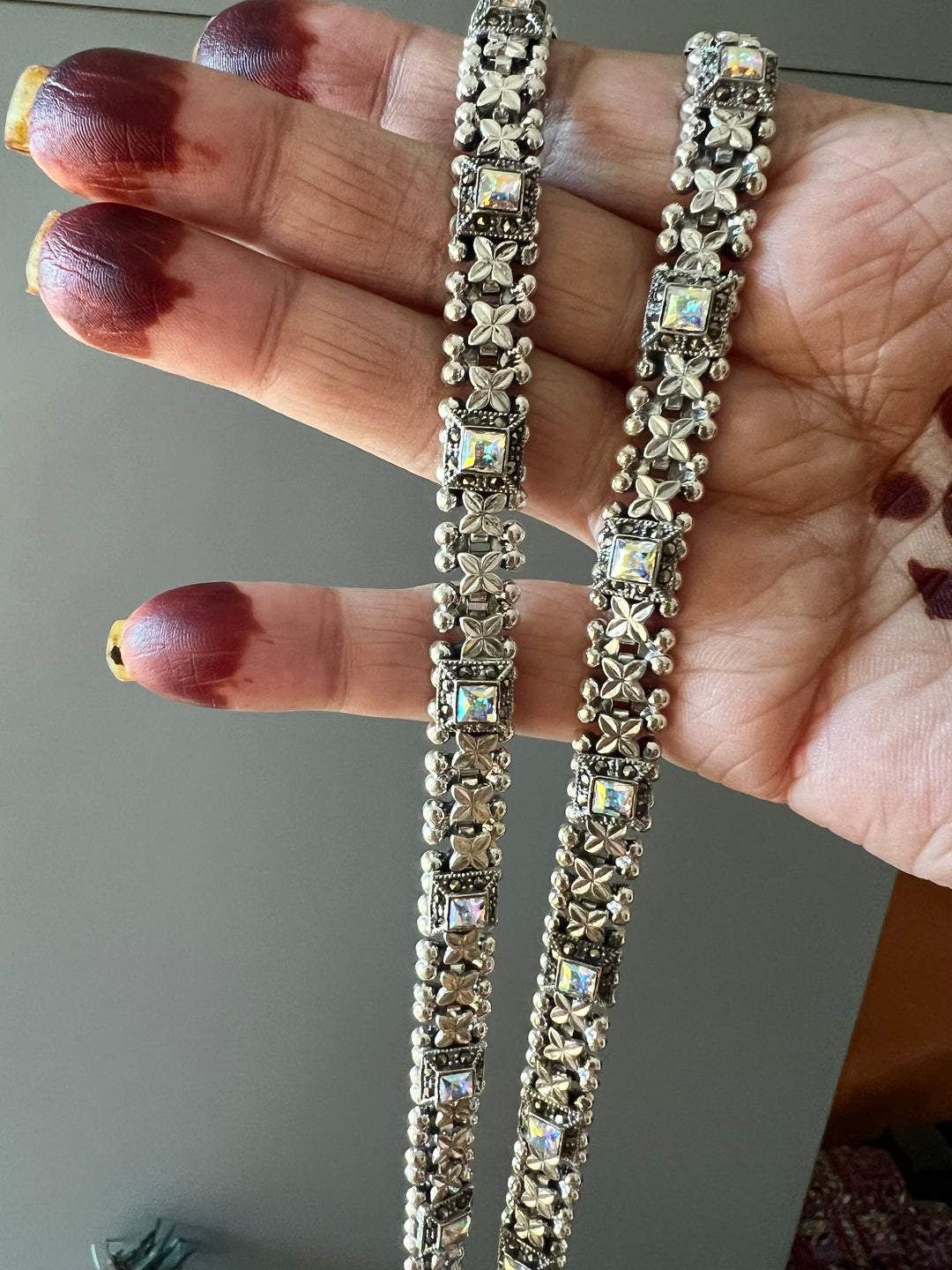 Pure 925 Silver Marcasite Anklets- Set of 2