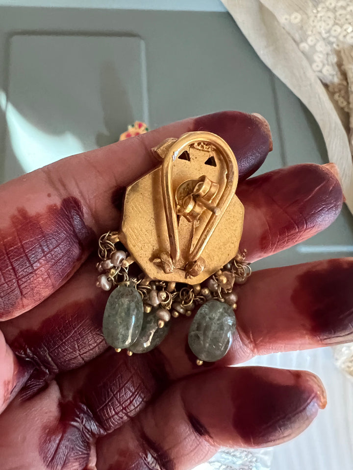 Elegant Jadau Kundan 925 Silver Earrings