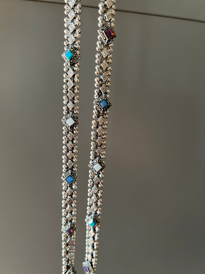 Pure 925 Silver Marcasite Anklets- Set of 2