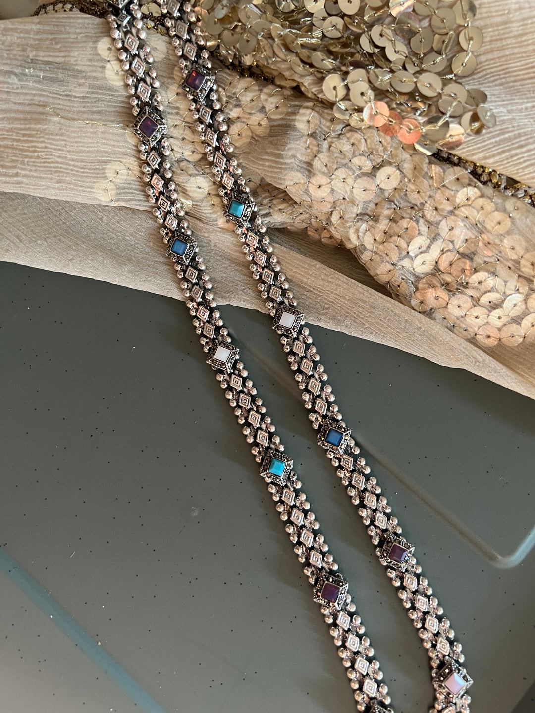 Pure 925 Silver Marcasite Anklets- Set of 2