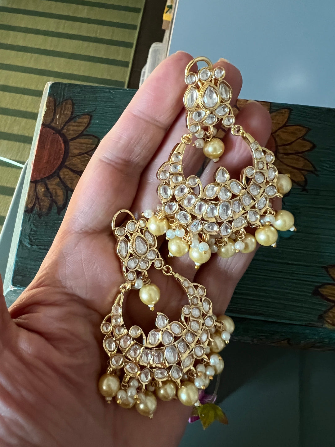 Beautiful Pearl and Kundan Chandbalis - Premium Quality, Exquisite Craftsmanship