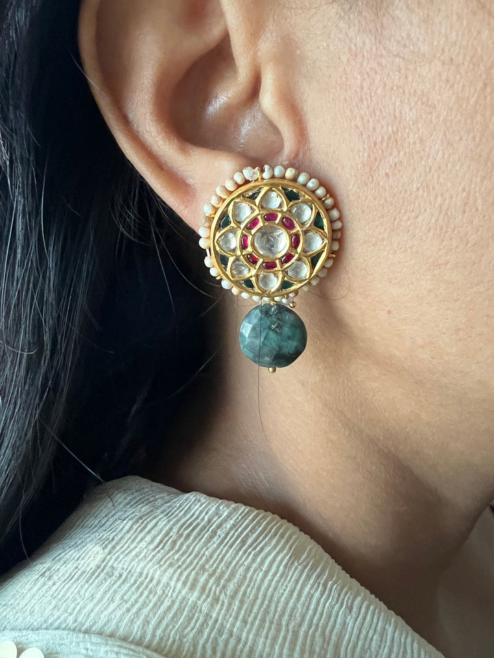 Elegant Jadau Kundan 925 Silver Earrings