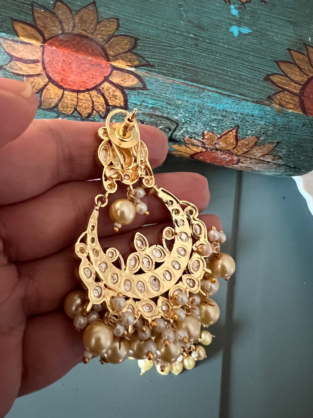 Beautiful Pearl and Kundan Chandbalis - Premium Quality, Exquisite Craftsmanship