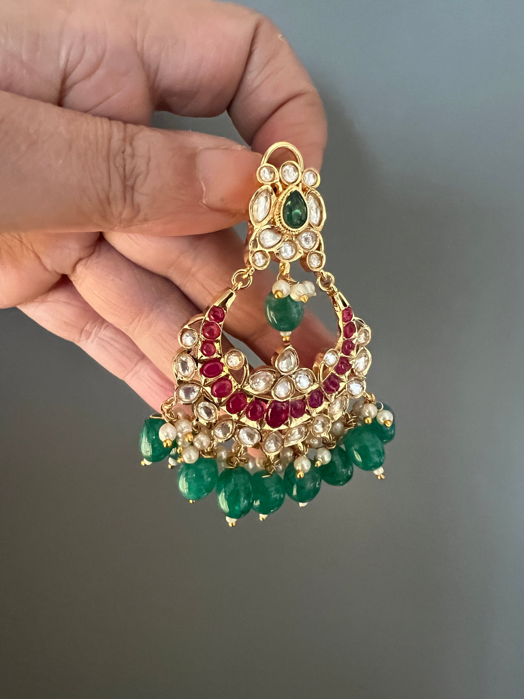Beautiful Pearl and Kundan Chandbalis - Premium Quality, Exquisite Craftsmanship