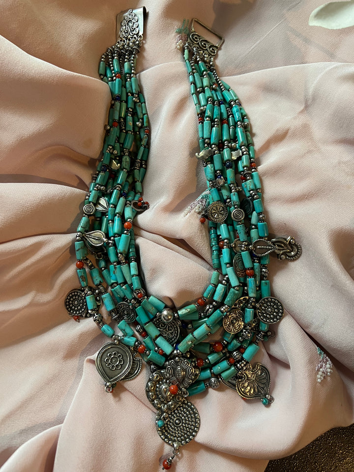 Multilayer Turquoise 925 Silver Necklace