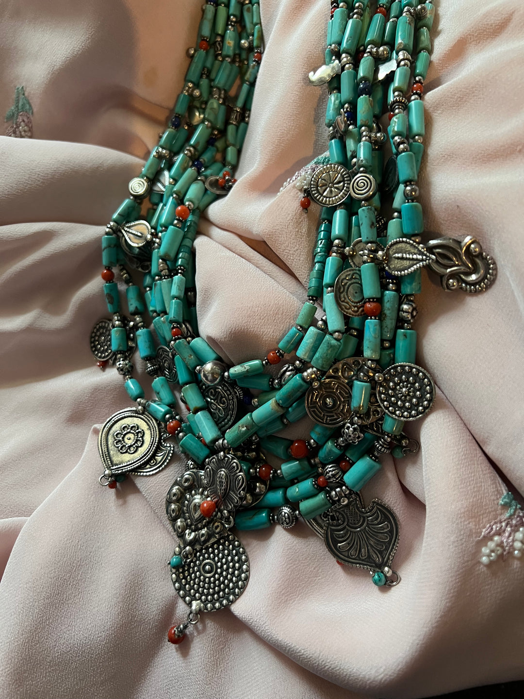 Multilayer Turquoise 925 Silver Necklace