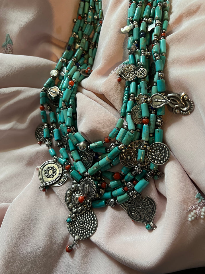 Multilayer Turquoise 925 Silver Necklace