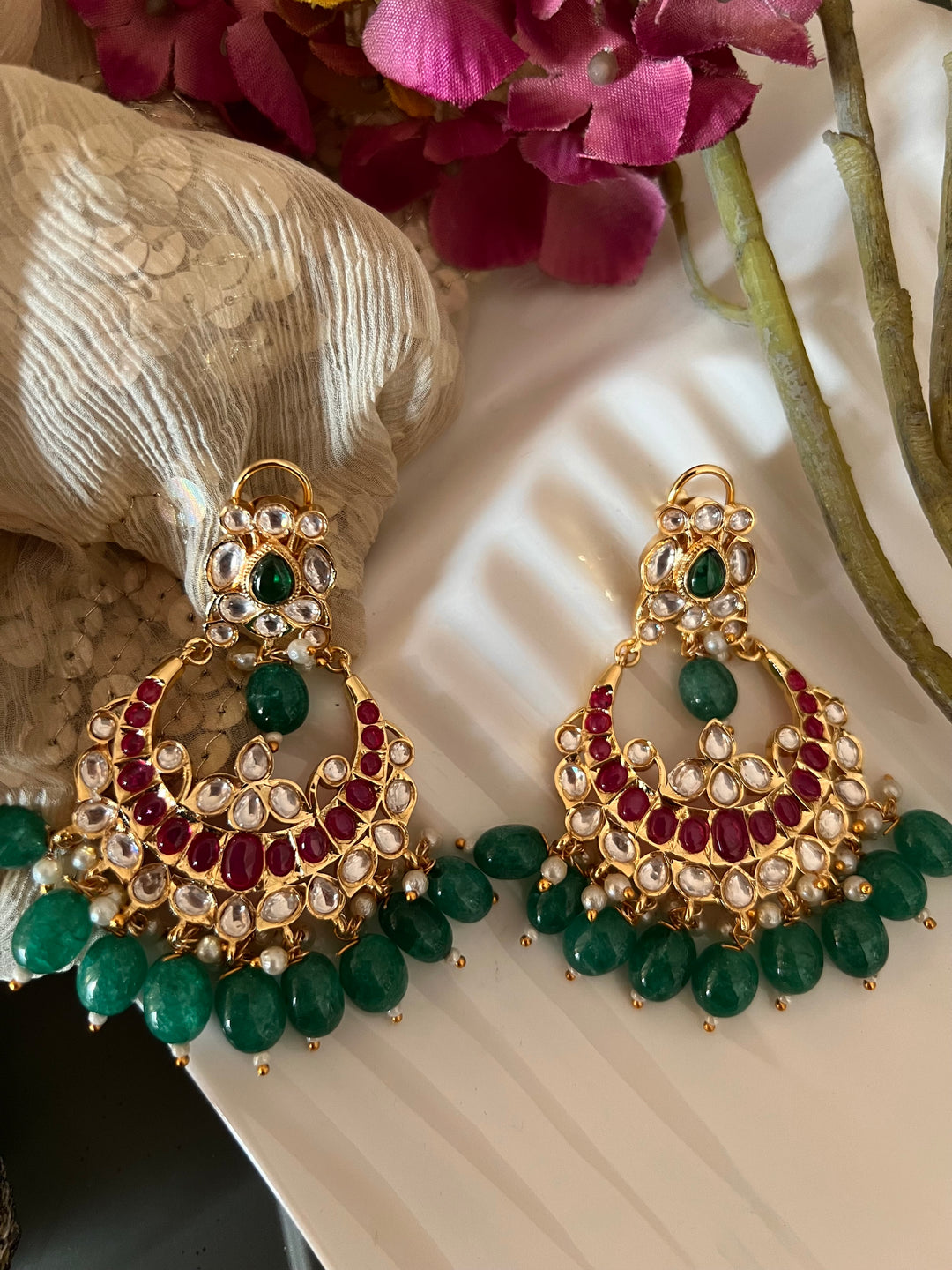Beautiful Pearl and Kundan Chandbalis - Premium Quality, Exquisite Craftsmanship