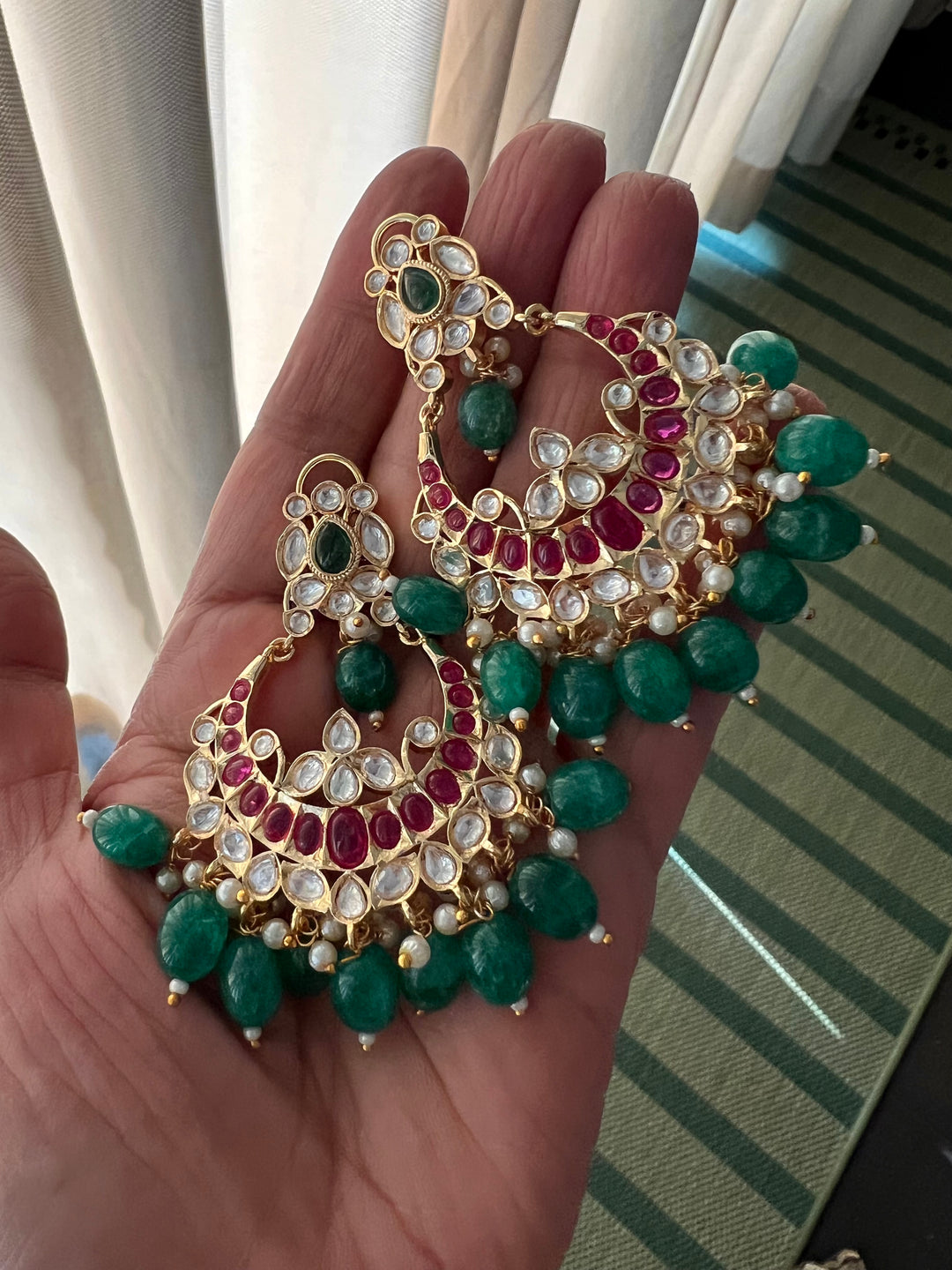 Beautiful Pearl and Kundan Chandbalis - Premium Quality, Exquisite Craftsmanship