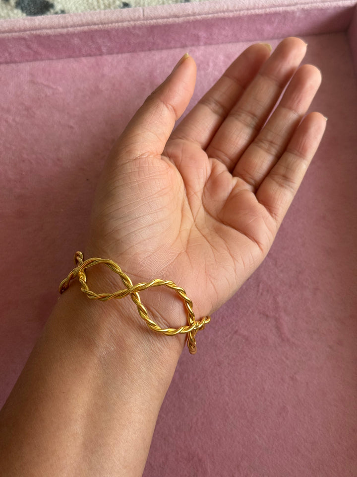 Raw Stone Cuff Bracelet, Gold Polish Brass, Adjustable