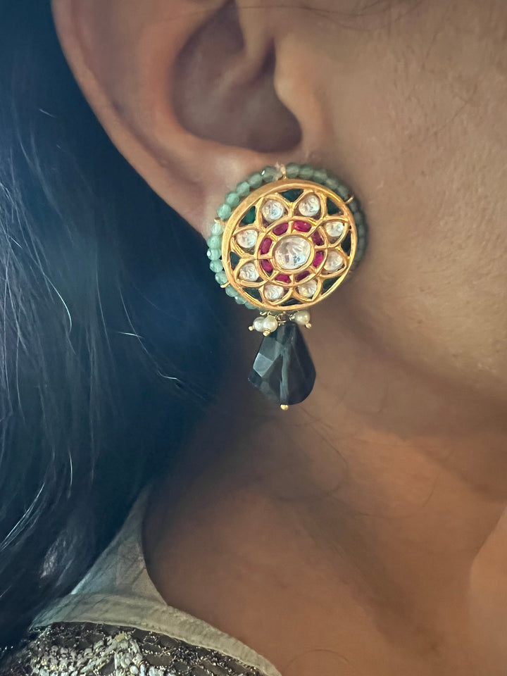 Elegant Jadau Kundan 925 Silver Earrings