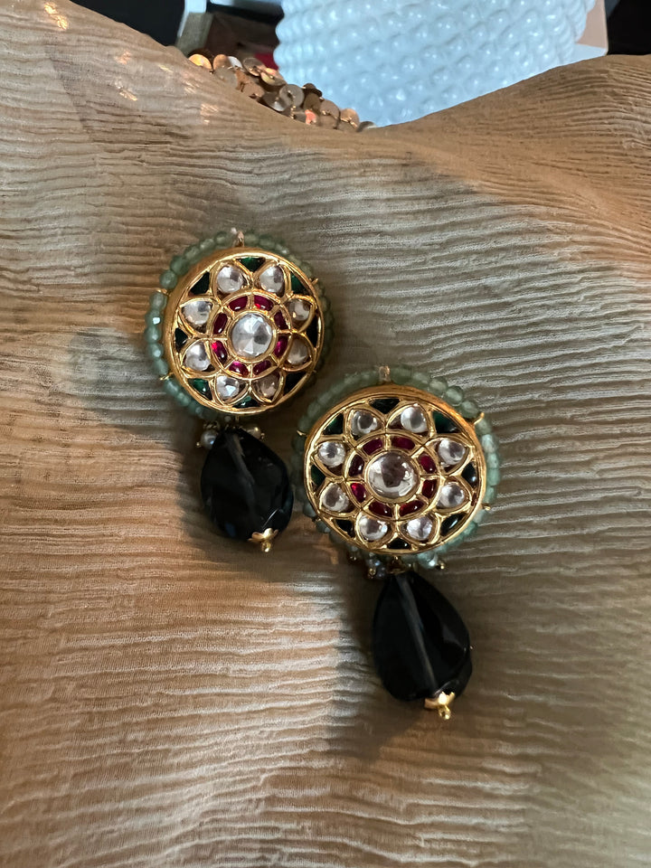 Elegant Jadau Kundan 925 Silver Earrings