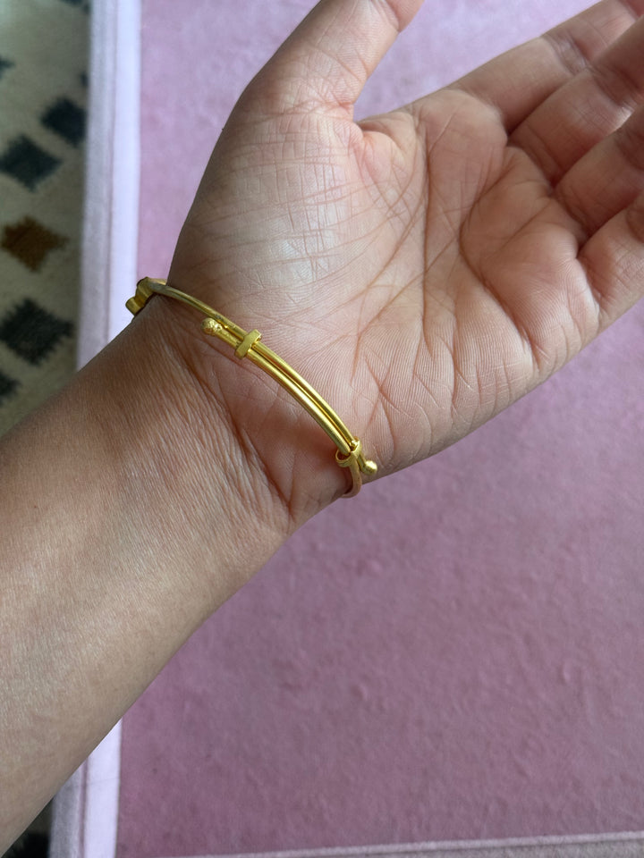 SHIVKA Jadau Kundan Adjustable Kada | Gold Polish Brass | Festive Statement | 20g