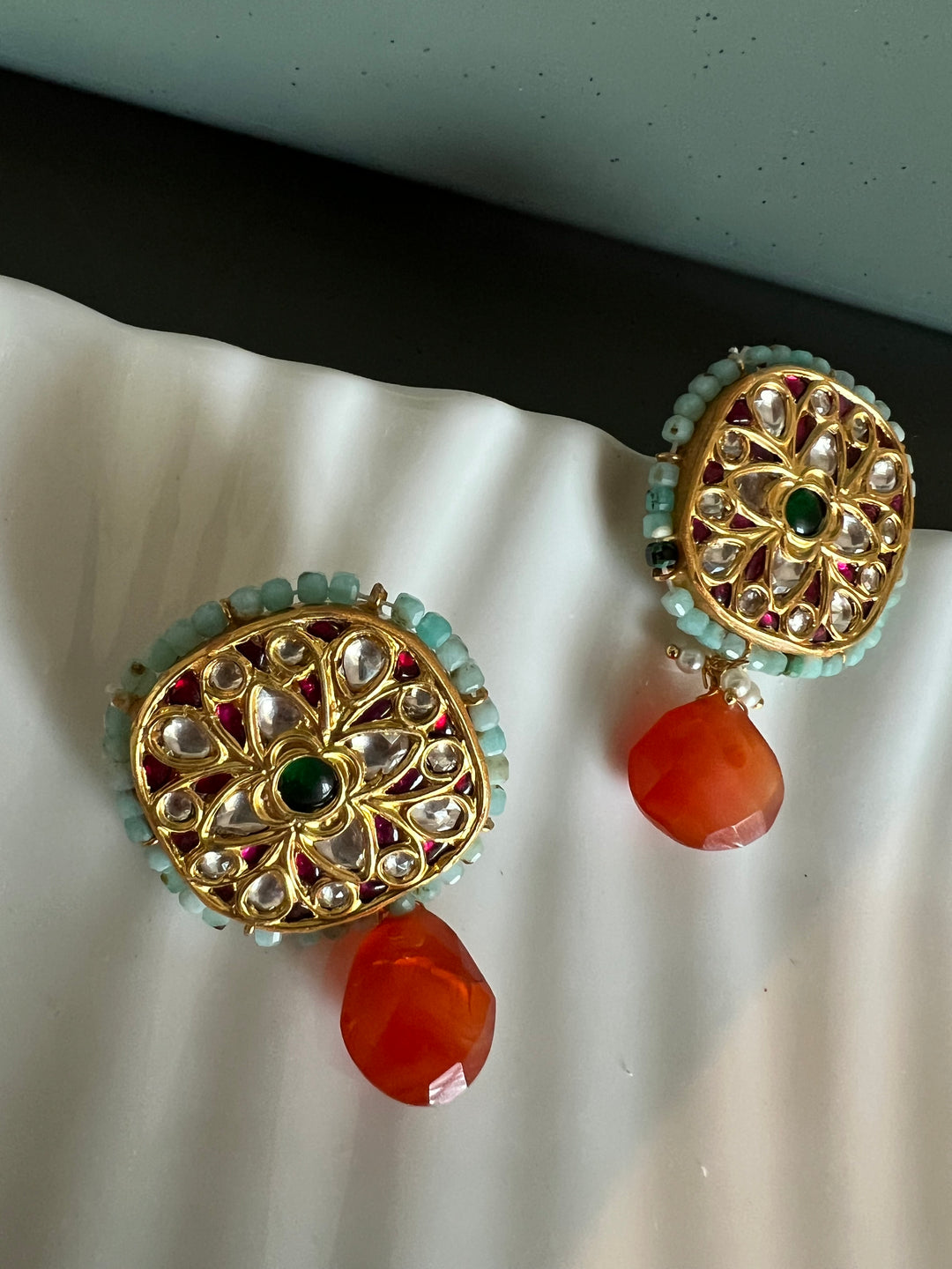 Elegant Jadau Kundan 925 Silver Earrings