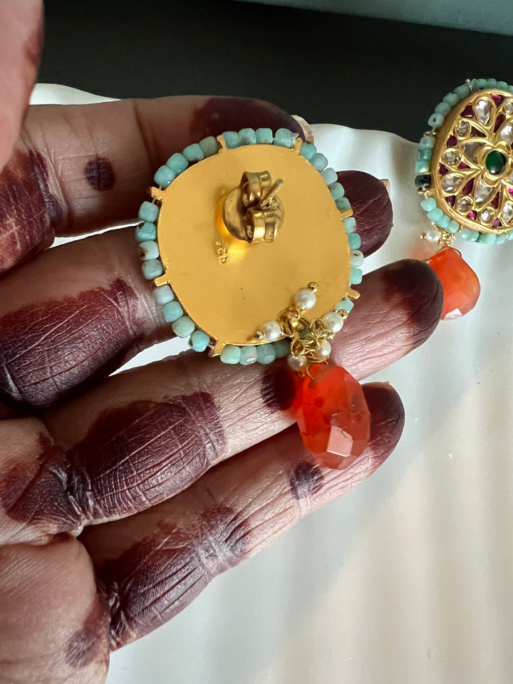 Elegant Jadau Kundan 925 Silver Earrings