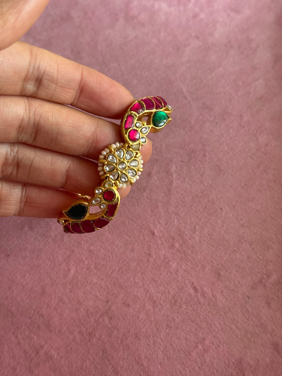 SHIVKA Jadau Kundan Adjustable Kada | Gold Polish Brass | Festive Statement | 20g