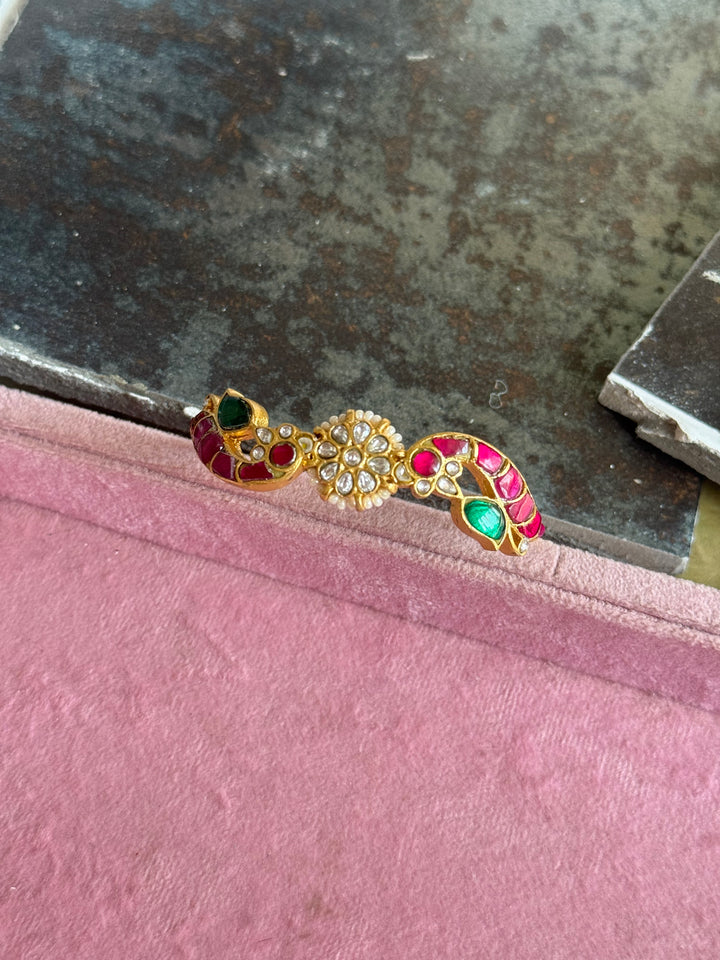 SHIVKA Jadau Kundan Adjustable Kada | Gold Polish Brass | Festive Statement | 20g