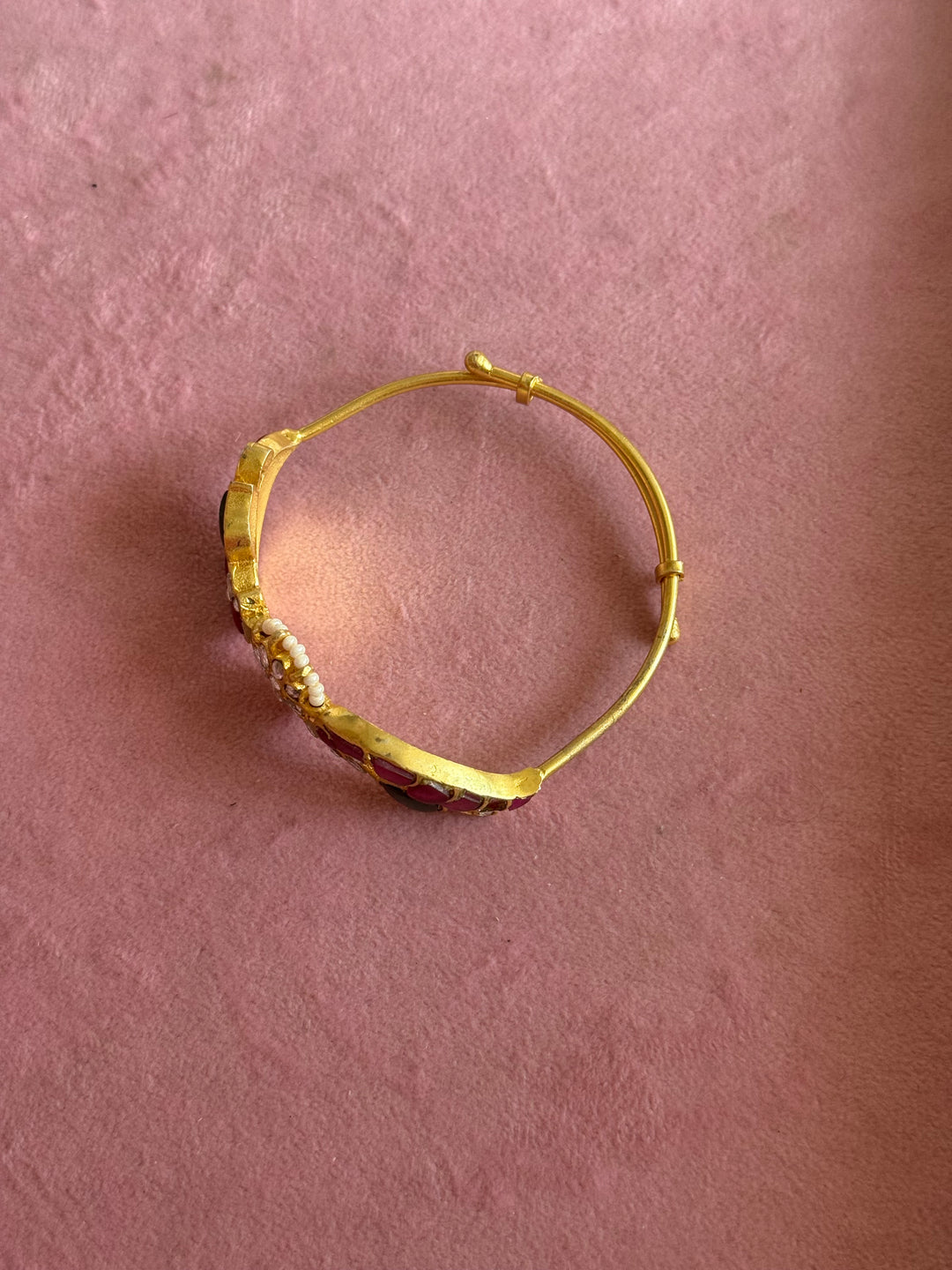 SHIVKA Jadau Kundan Adjustable Kada | Gold Polish Brass | Festive Statement | 20g