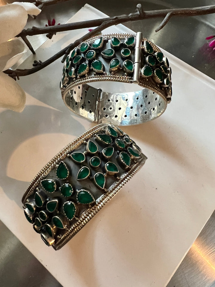 Statement Stones Pure 925 Silver Kada- Set of Two