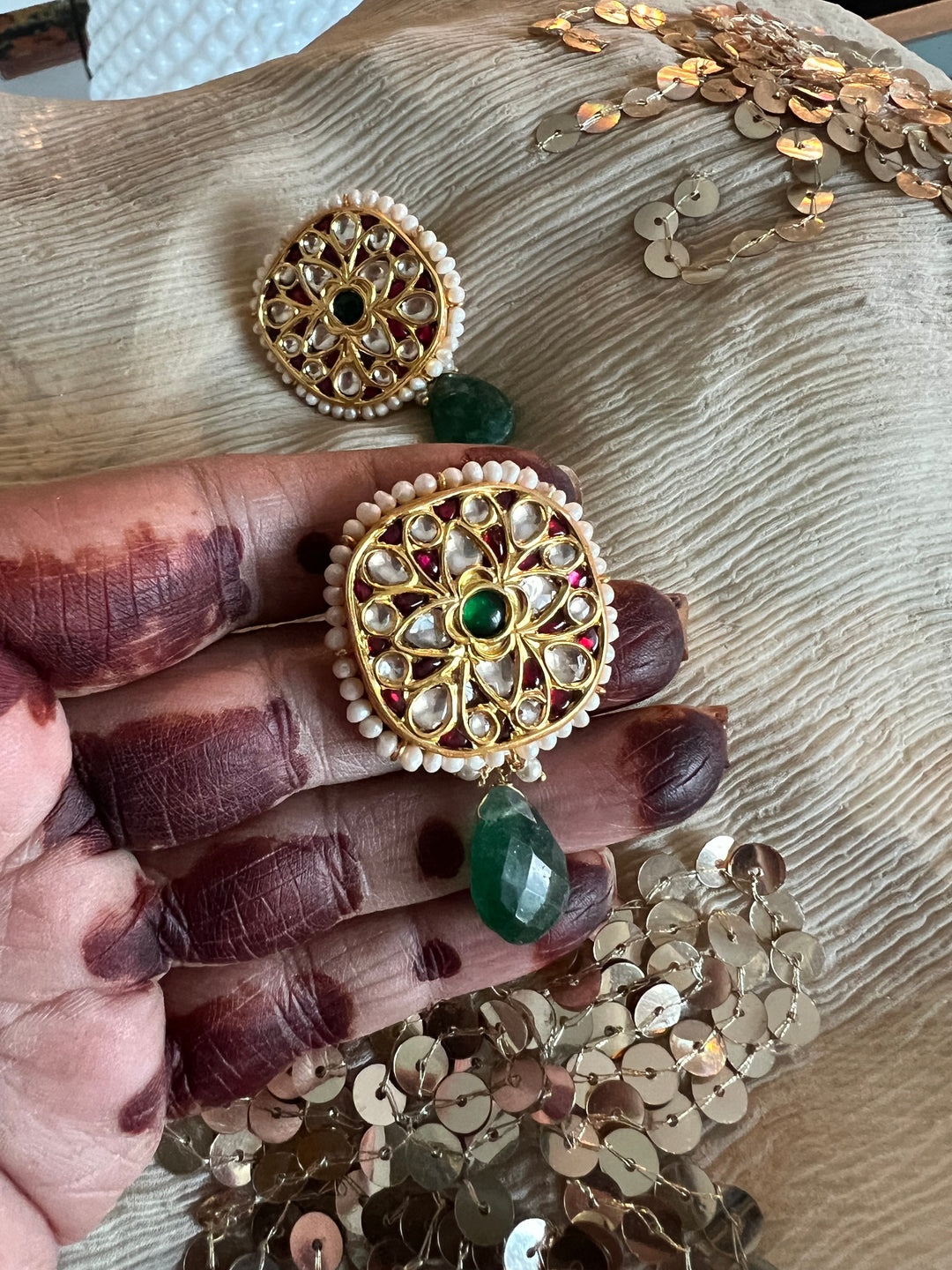 Elegant Jadau Kundan 925 Silver Earrings