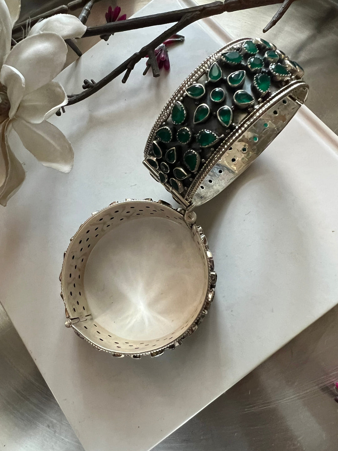 Statement Stones Pure 925 Silver Kada- Set of Two