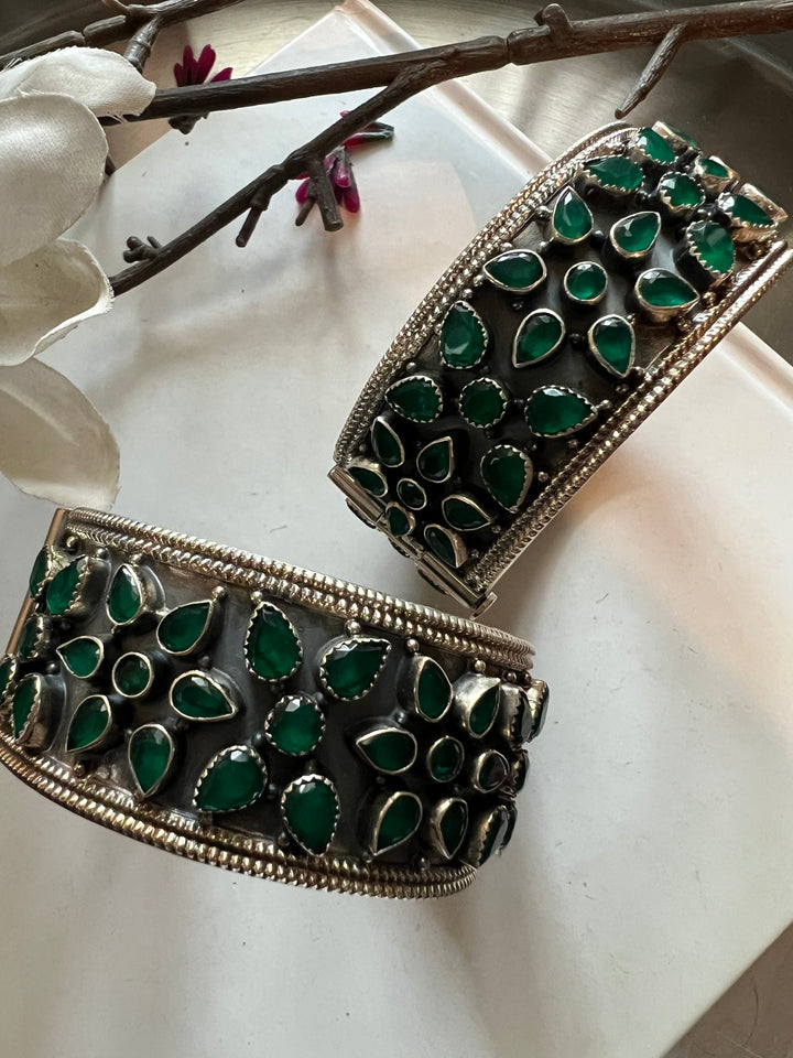 Statement Stones Pure 925 Silver Kada- Set of Two