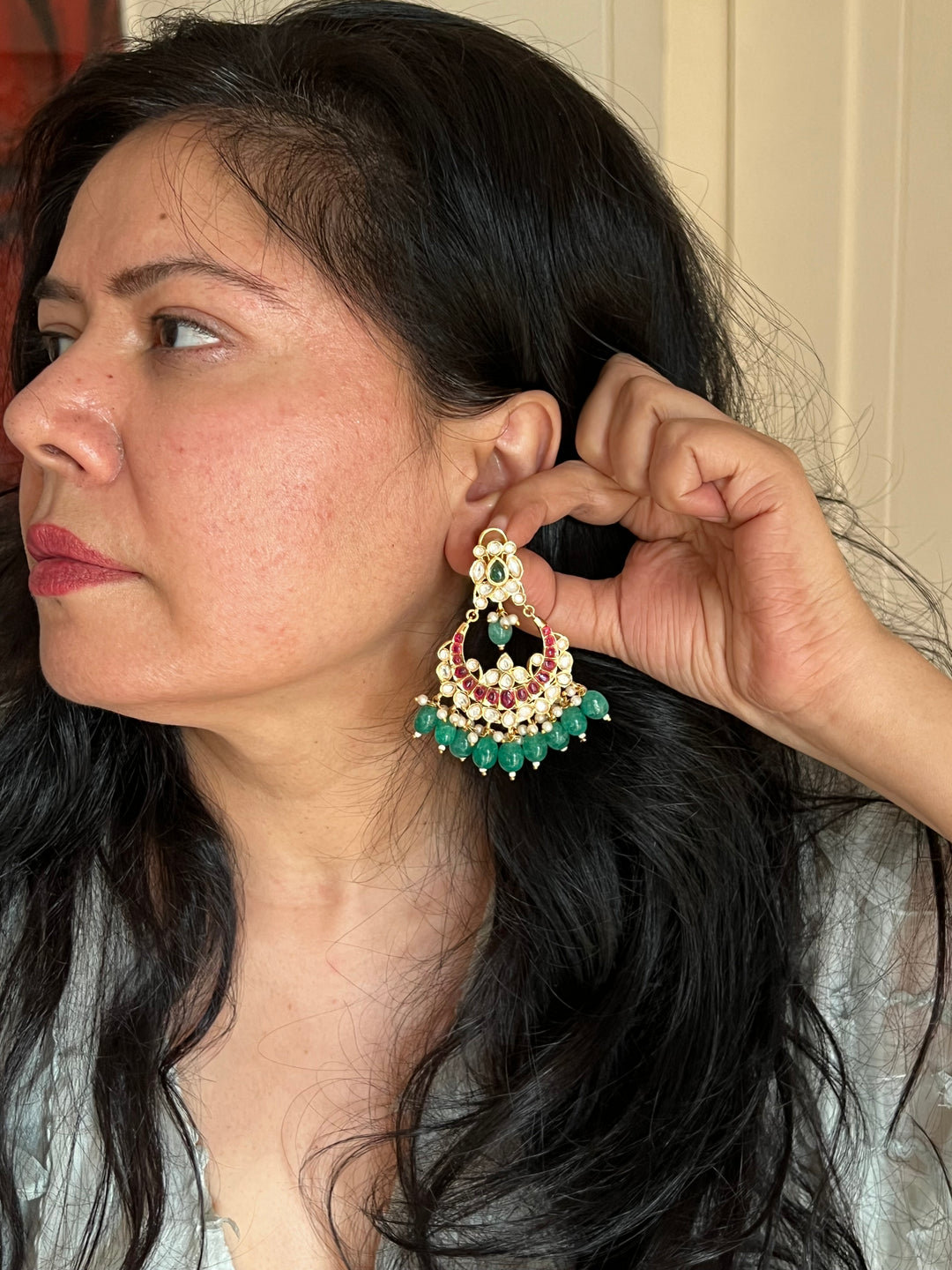 Beautiful Pearl and Kundan Chandbalis - Premium Quality, Exquisite Craftsmanship