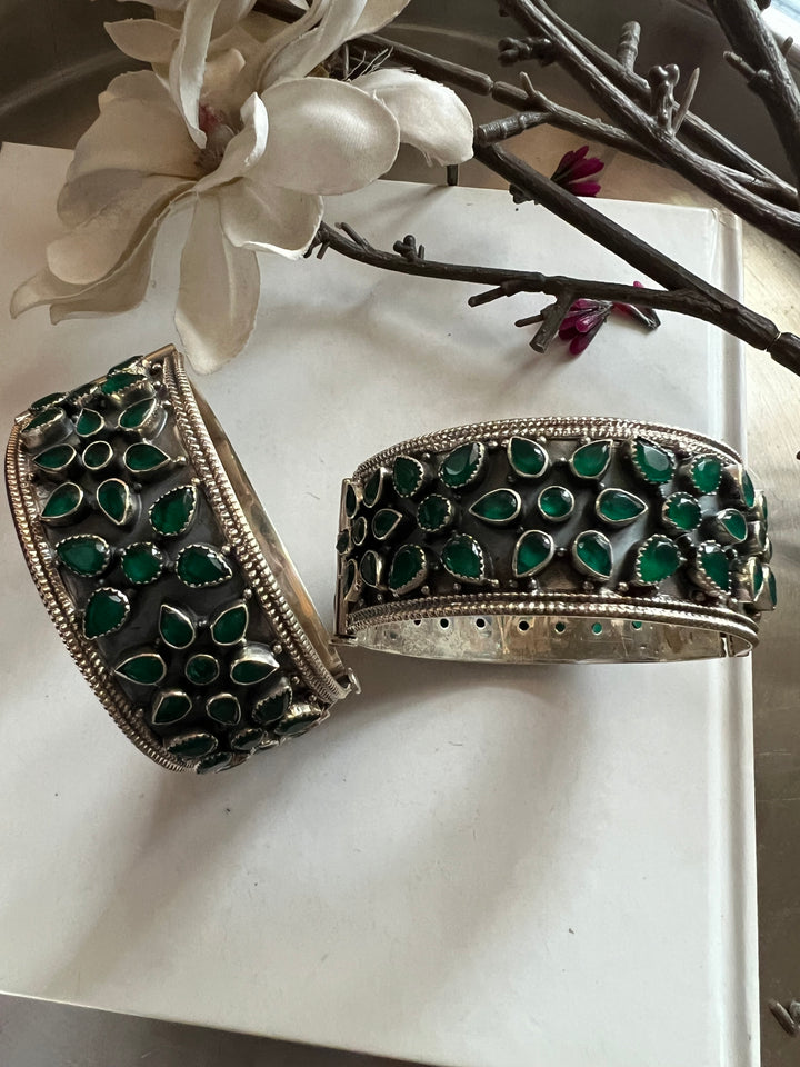 Statement Stones Pure 925 Silver Kada- Set of Two