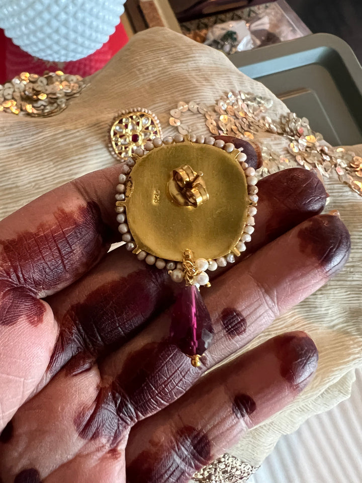 Elegant Jadau Kundan 925 Silver Earrings