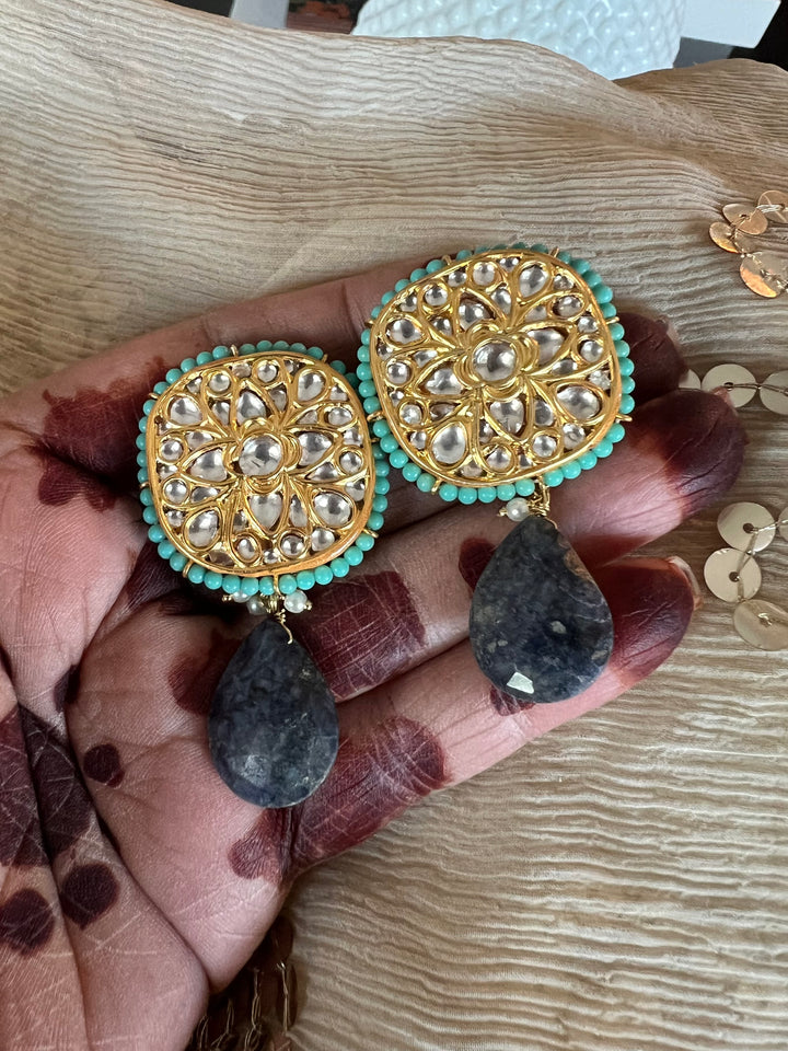 Elegant Jadau Kundan 925 Silver Earrings