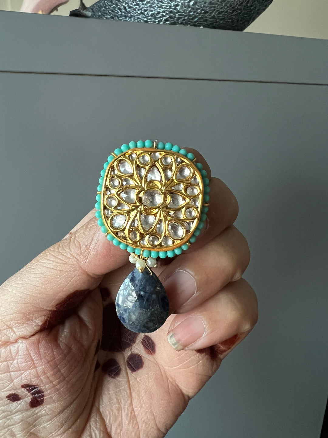 Elegant Jadau Kundan 925 Silver Earrings