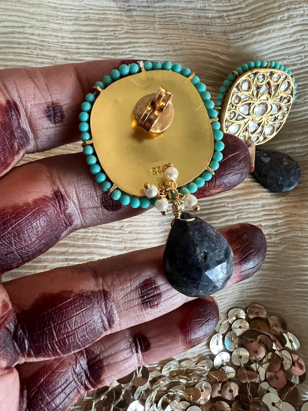 Elegant Jadau Kundan 925 Silver Earrings