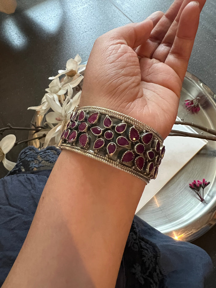 Statement Stones Pure 925 Silver Kada