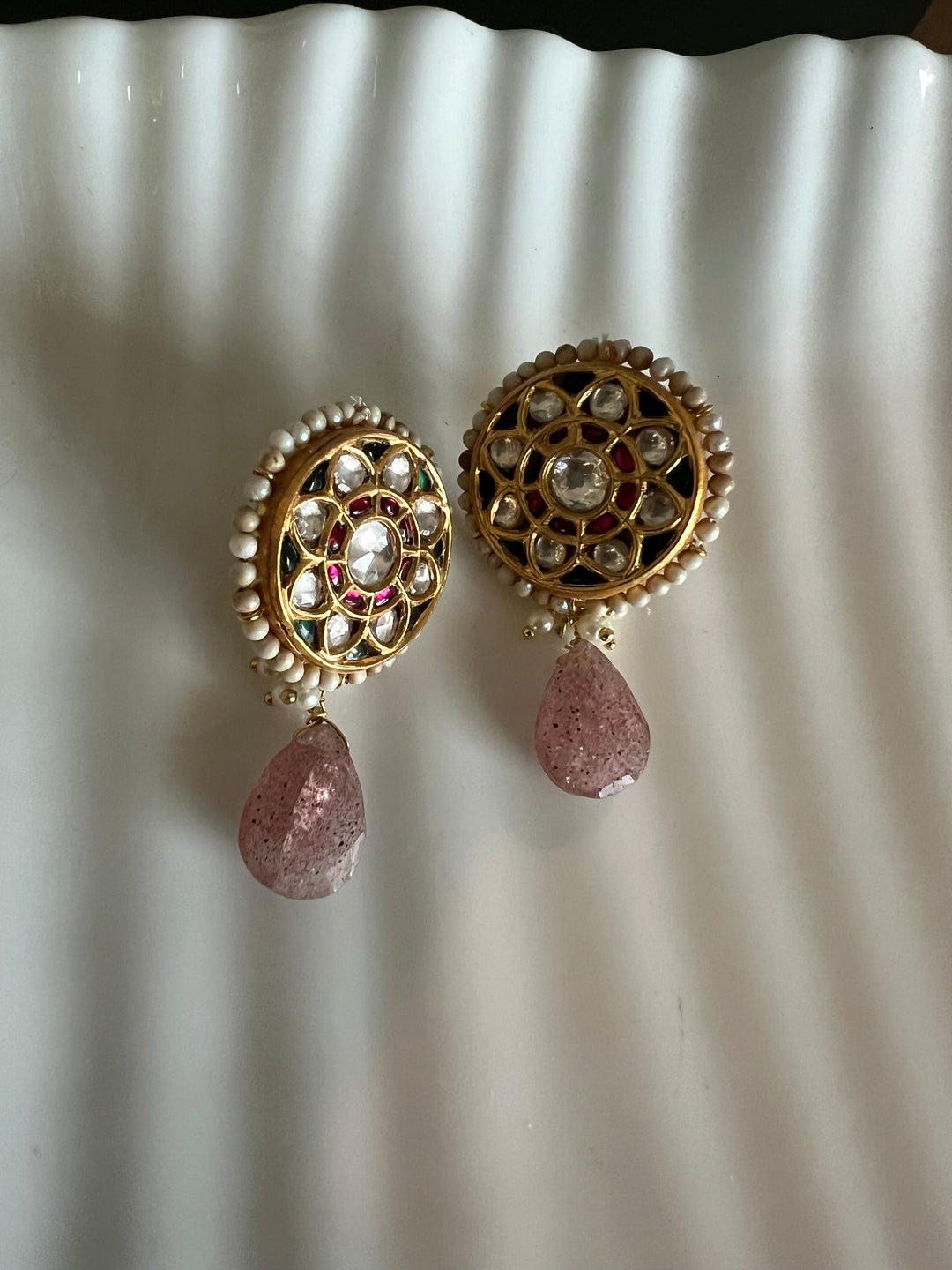 Elegant Jadau Kundan 925 Silver Earrings