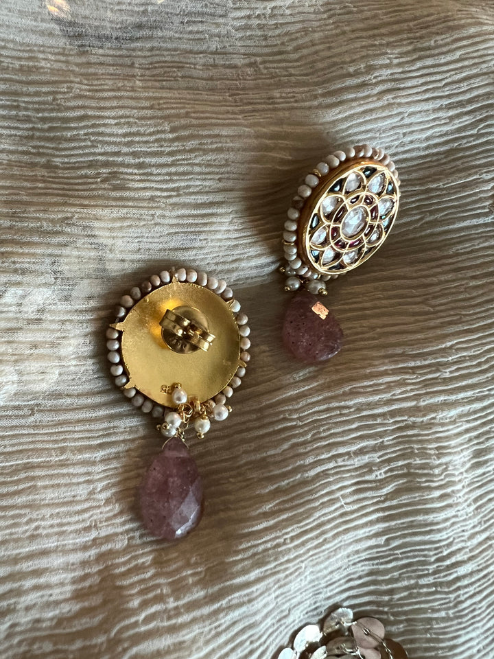 Elegant Jadau Kundan 925 Silver Earrings