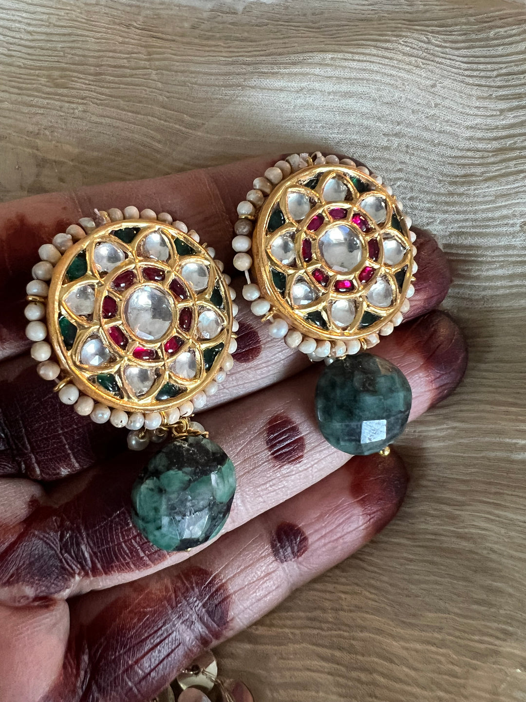 Elegant Jadau Kundan 925 Silver Earrings