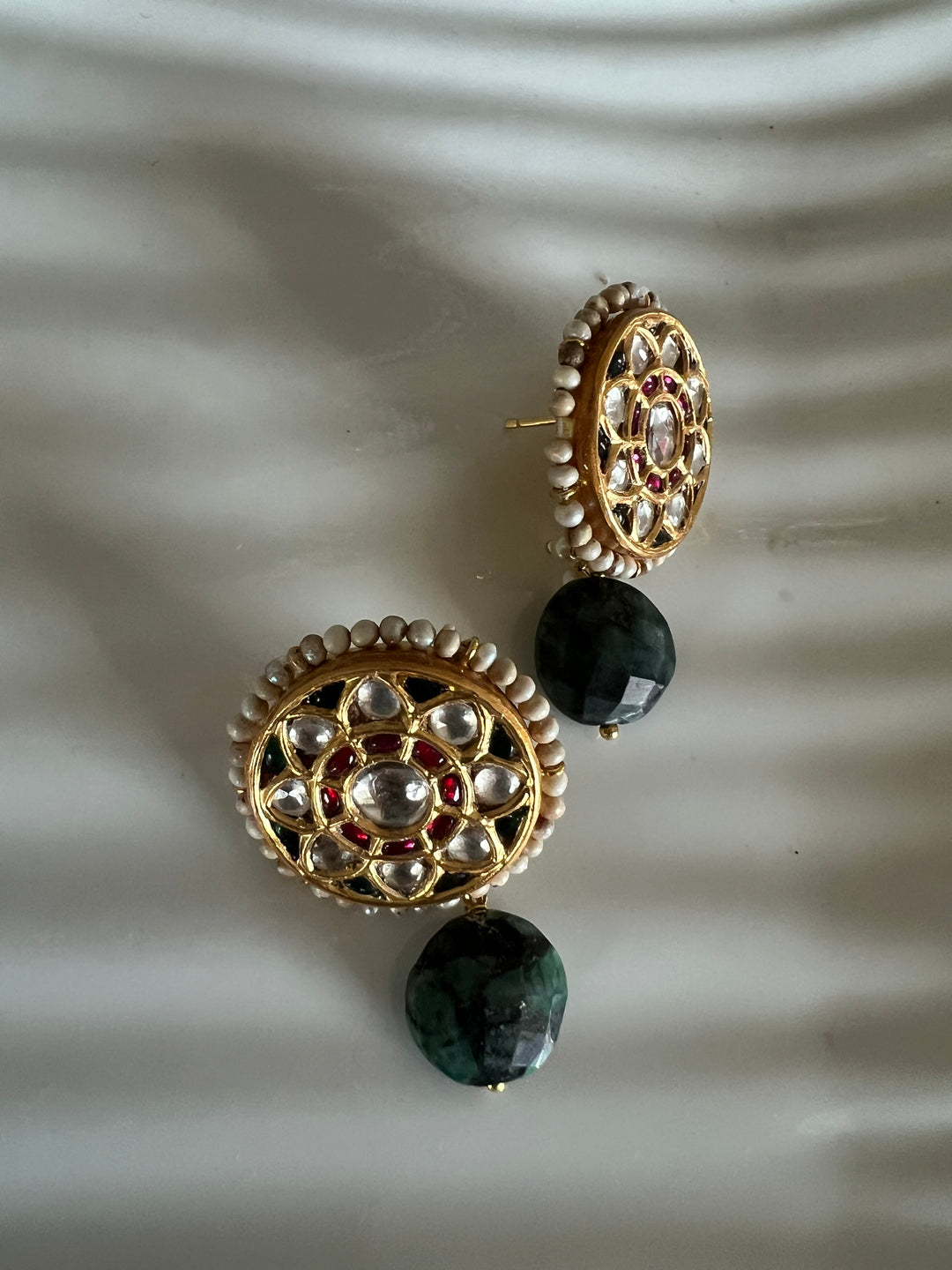 Elegant Jadau Kundan 925 Silver Earrings