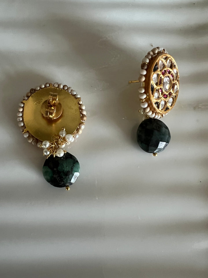 Elegant Jadau Kundan 925 Silver Earrings