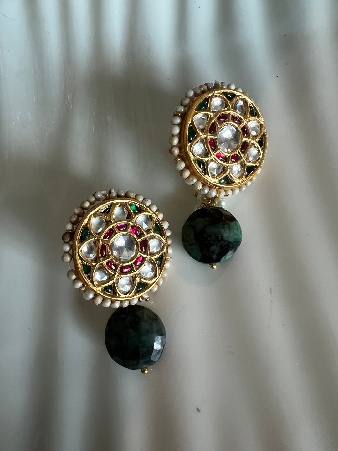Elegant Jadau Kundan 925 Silver Earrings