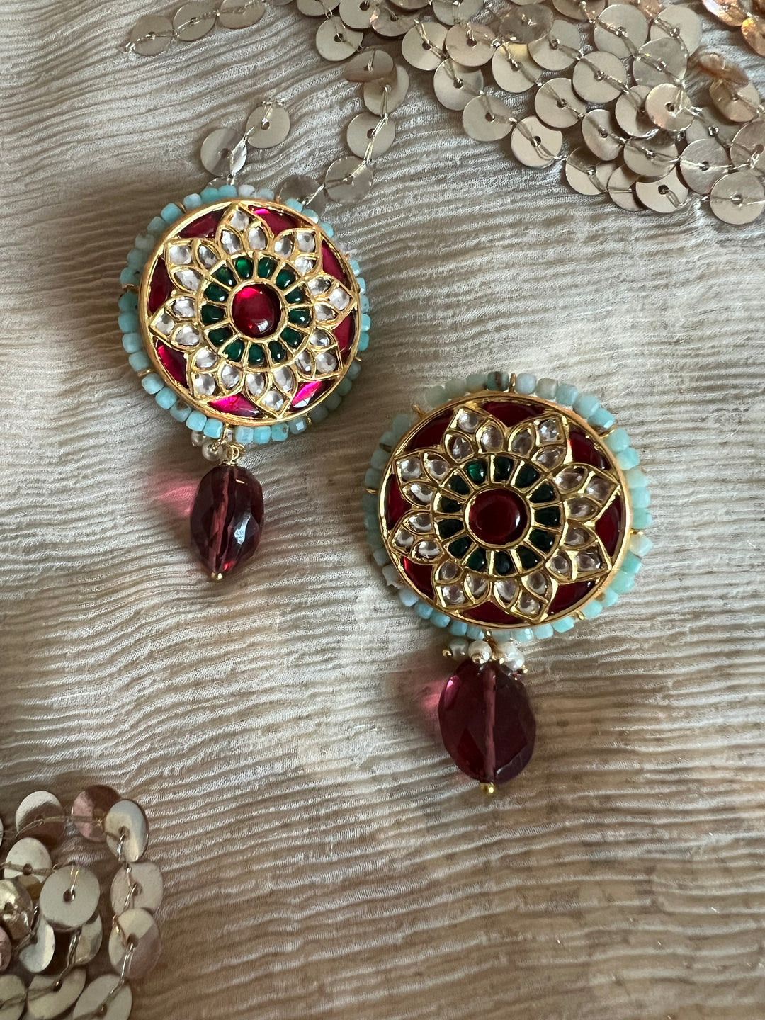 Elegant Jadau Kundan 925 Silver Earrings